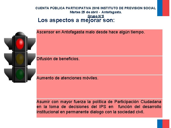 CUENTA PÚBLICA PARTICIPATIVA 2016 INSTITUTO DE PREVISION SOCIAL Martes 25 de abril - Antofagasta.