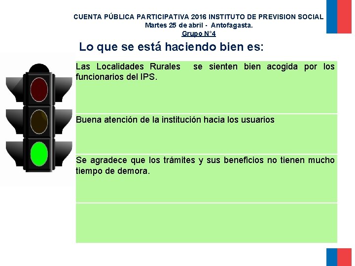 CUENTA PÚBLICA PARTICIPATIVA 2016 INSTITUTO DE PREVISION SOCIAL Martes 25 de abril - Antofagasta.