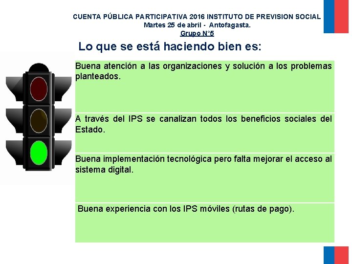 CUENTA PÚBLICA PARTICIPATIVA 2016 INSTITUTO DE PREVISION SOCIAL Martes 25 de abril - Antofagasta.