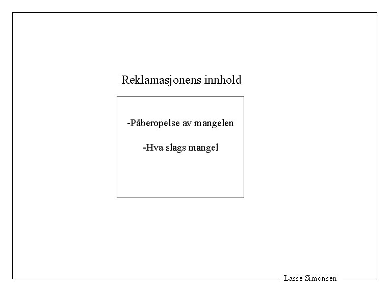 Reklamasjonens innhold -Påberopelse av mangelen -Hva slags mangel Lasse Simonsen 