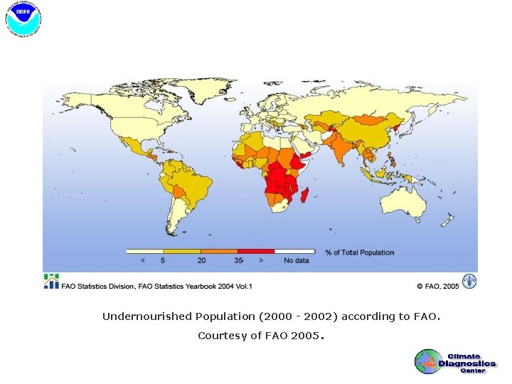 Undernourished Population (2000 - 2002) according to FAO. Courtesy of FAO 2005 . 