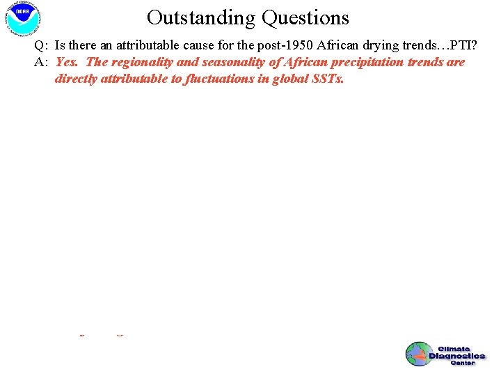 Outstanding Questions Q: Is there an attributable cause for the post-1950 African drying trends…PTI?