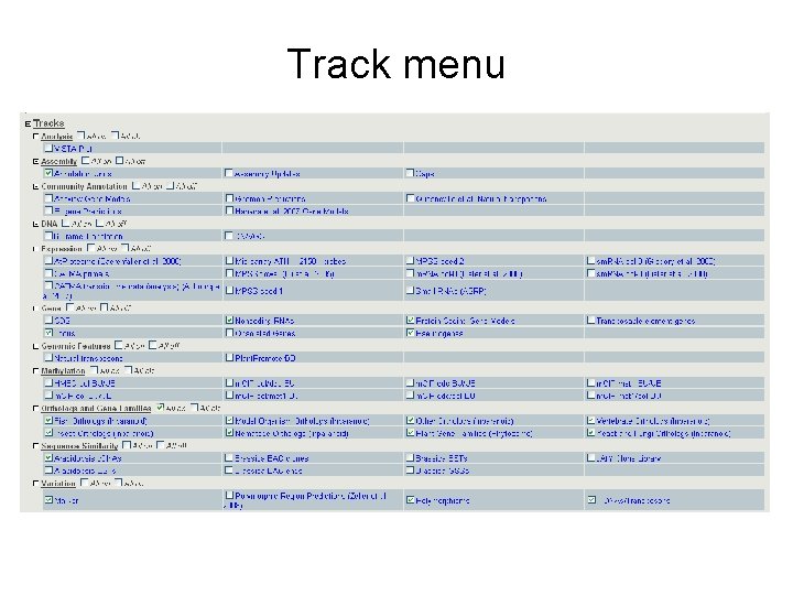 Track menu 