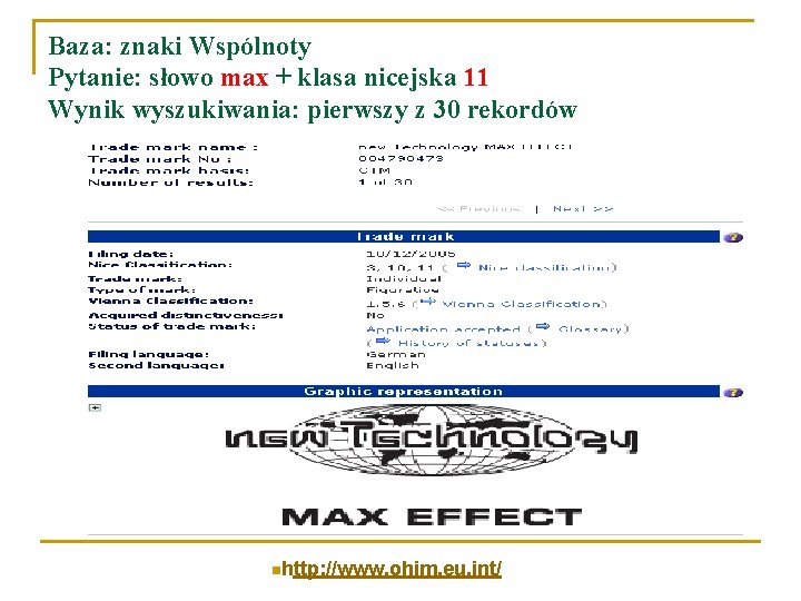 Baza: znaki Wspólnoty Pytanie: słowo max + klasa nicejska 11 Wynik wyszukiwania: pierwszy z