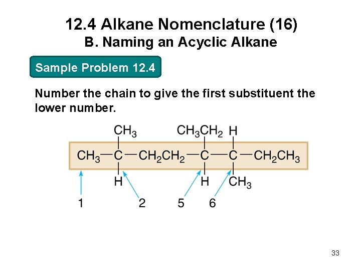 12. 4 Alkane Nomenclature (16) B. Naming an Acyclic Alkane Sample Problem 12. 4