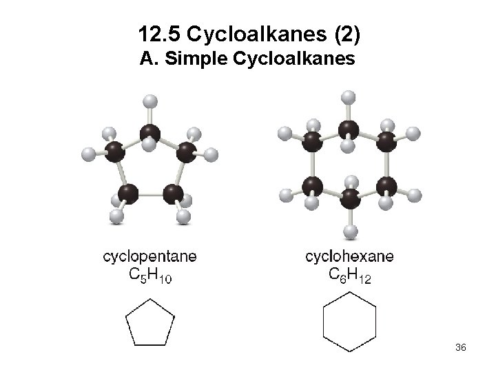 12. 5 Cycloalkanes (2) A. Simple Cycloalkanes 36 