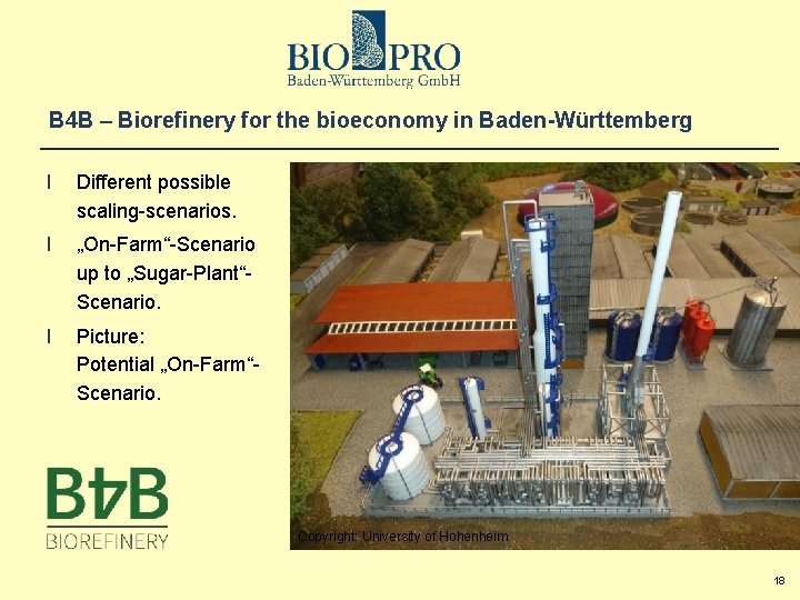 B 4 B – Biorefinery for the bioeconomy in Baden-Württemberg l Different possible scaling-scenarios.