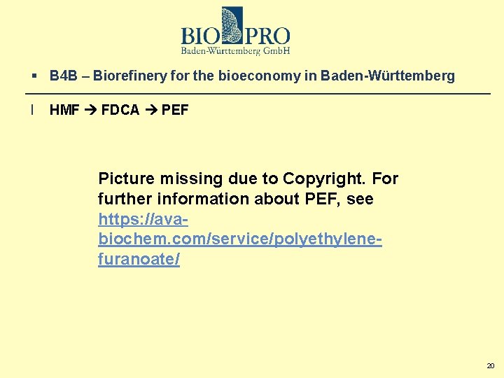 § B 4 B – Biorefinery for the bioeconomy in Baden-Württemberg l HMF FDCA