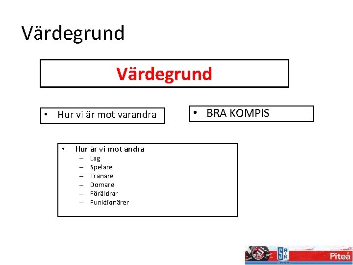 Värdegrund • Hur vi är mot varandra • Hur är vi mot andra –