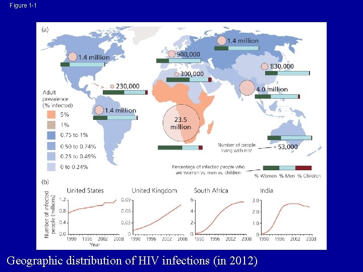 Figure 1 -1 Geographic distribution of HIV infections (in 2012) 