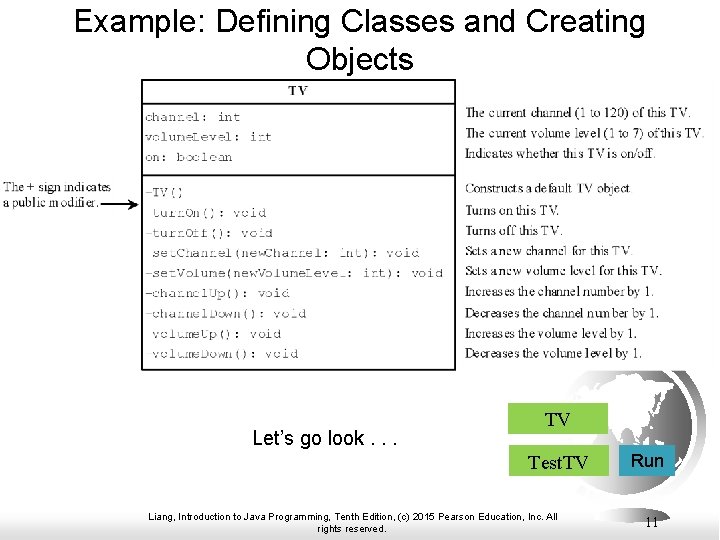 Example: Defining Classes and Creating Objects Let’s go look. . . TV Test. TV Example: Defining Classes and Creating Objects Let’s go look. . . TV Test. TV