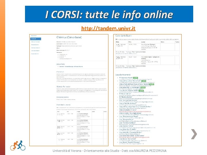 I CORSI: tutte le info online http: //tandem. univr. it Università di Verona -