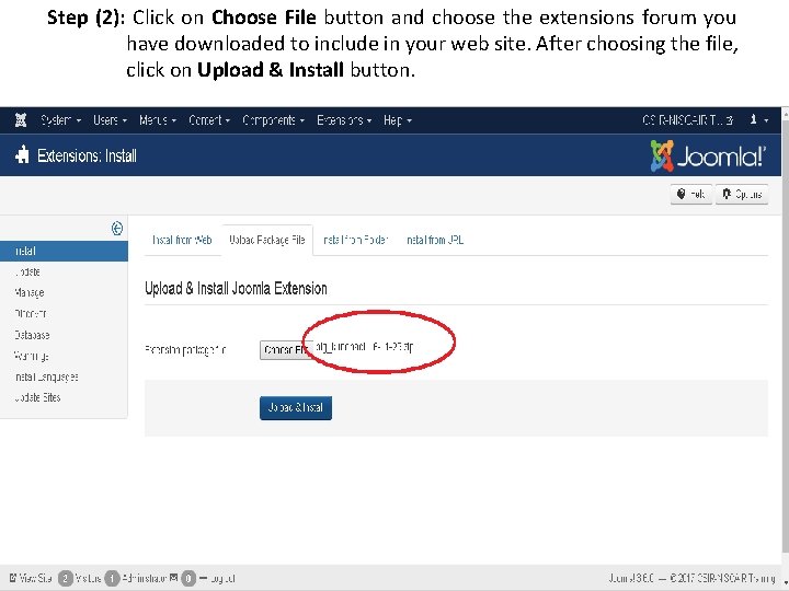 Step (2): Click on Choose File button and choose the extensions forum you have