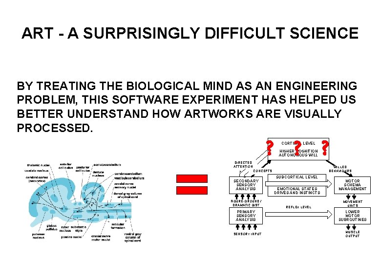 ART - A SURPRISINGLY DIFFICULT SCIENCE BY TREATING THE BIOLOGICAL MIND AS AN ENGINEERING