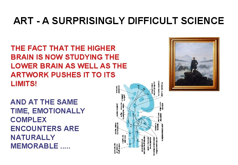 ART - A SURPRISINGLY DIFFICULT SCIENCE THE FACT THAT THE HIGHER BRAIN IS NOW