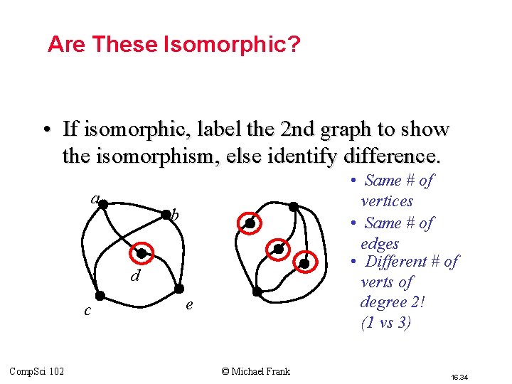 Are These Isomorphic? • If isomorphic, label the 2 nd graph to show the Are These Isomorphic? • If isomorphic, label the 2 nd graph to show the