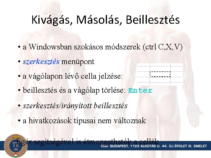 Kivágás, Másolás, Beillesztés • a Windowsban szokásos módszerek (ctrl C, X, V) • szerkesztés