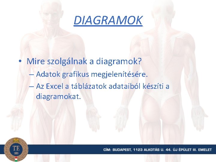 DIAGRAMOK • Mire szolgálnak a diagramok? – Adatok grafikus megjelenítésére. – Az Excel a