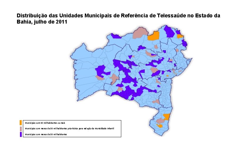 Distribuição das Unidades Municipais de Referência de Telessaúde no Estado da Bahia, julho de