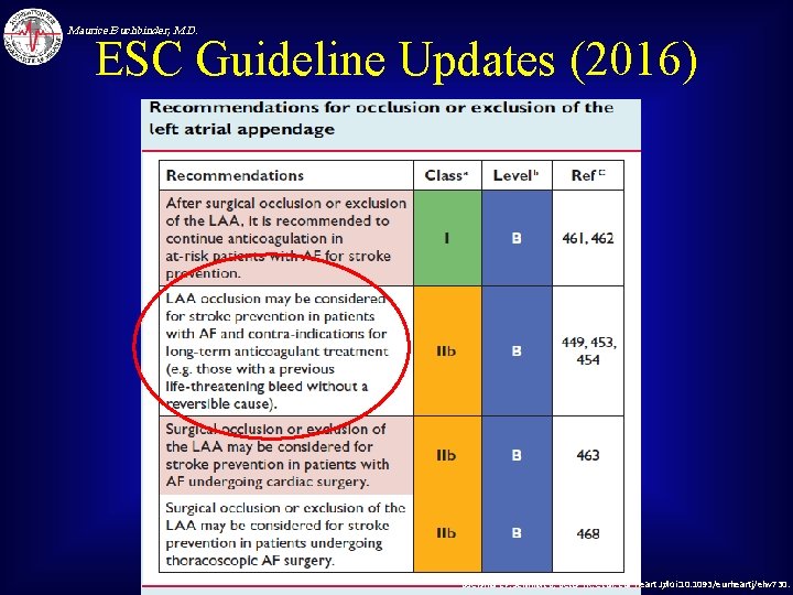 Maurice Buchbinder, M. D. ESC Guideline Updates (2016) Boersma LV, Schmidt B, Betts TR,