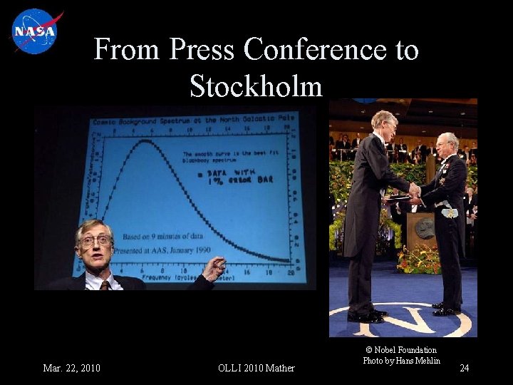 From Press Conference to Stockholm Mar. 22, 2010 OLLI 2010 Mather © Nobel Foundation