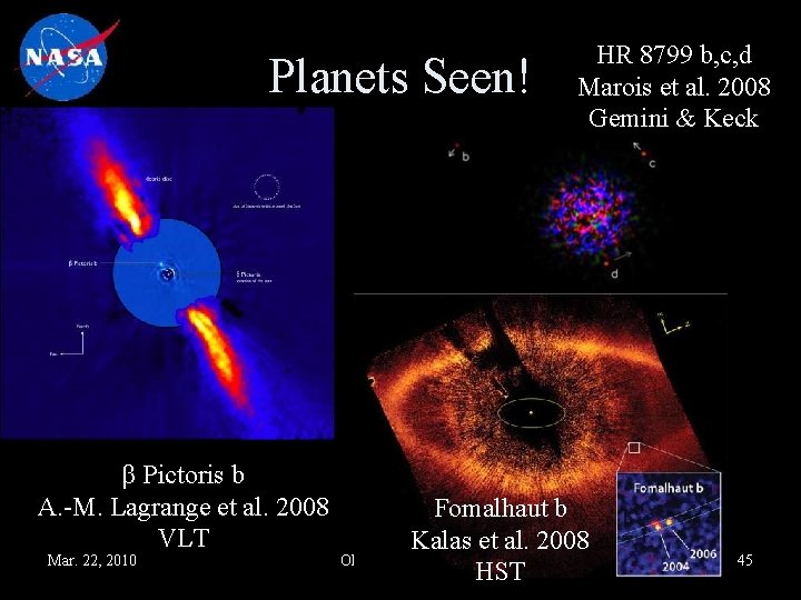 Planets Seen! β Pictoris b A. -M. Lagrange et al. 2008 VLT Mar. 22,