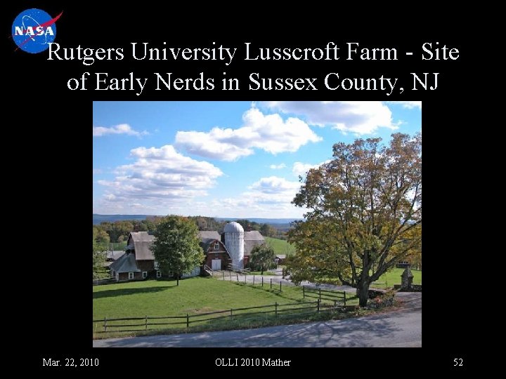 Rutgers University Lusscroft Farm - Site of Early Nerds in Sussex County, NJ Mar.