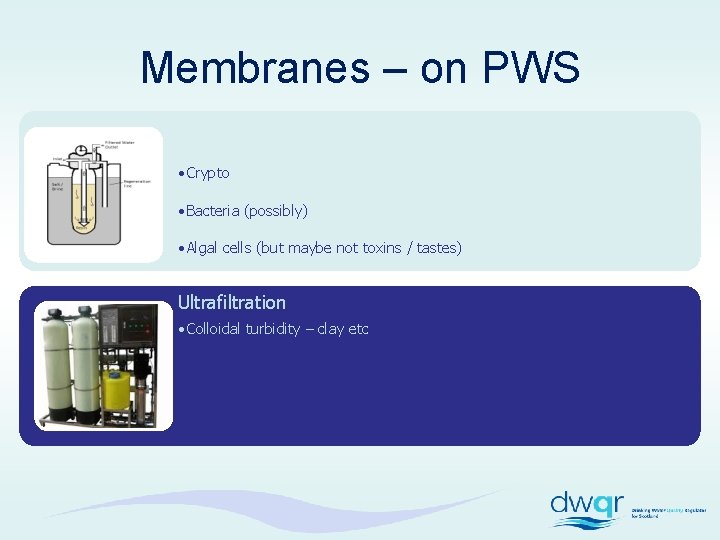 Membranes – on PWS • Crypto • Bacteria (possibly) • Algal cells (but maybe
