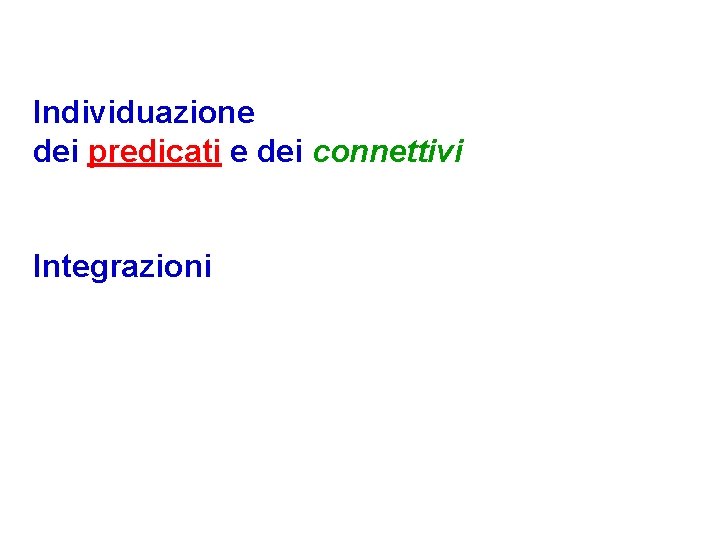 Individuazione dei predicati e dei connettivi Integrazioni 