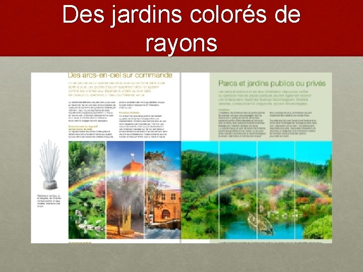 Des jardins colorés de rayons 