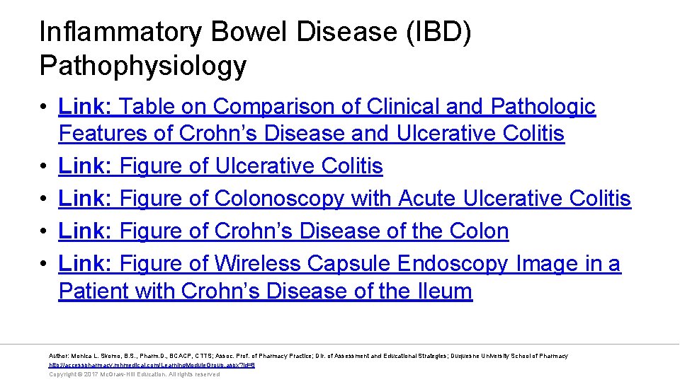 Inflammatory Bowel Disease (IBD) Pathophysiology • Link: Table on Comparison of Clinical and Pathologic