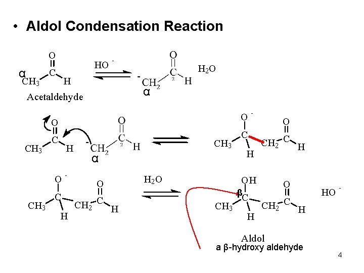  • Aldol Condensation Reaction O α CH 3 HO C - H H