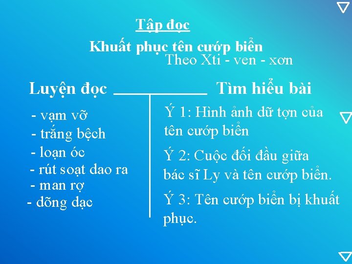 Tập đọc Khuất phục tên cướp biển Theo Xti - ven - xơn Luyện