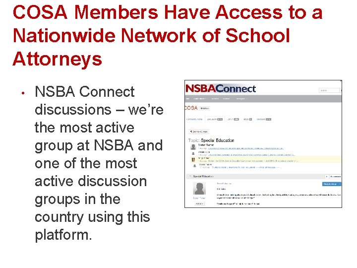 COSA Members Have Access to a Nationwide Network of School Attorneys • NSBA Connect