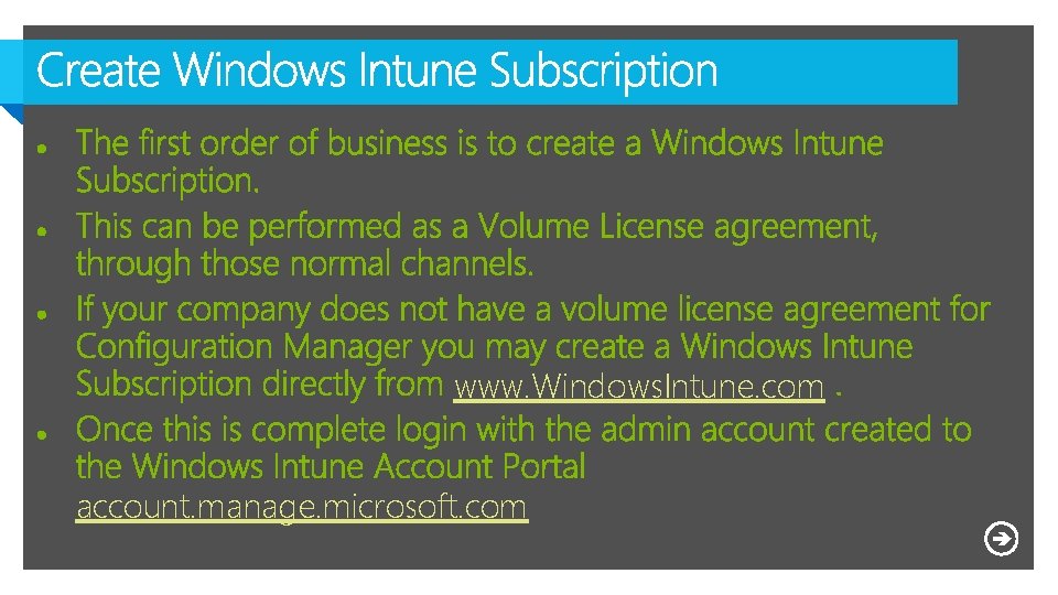 www. Windows. Intune. com account. manage. microsoft. com Microsoft NDA Confidential 