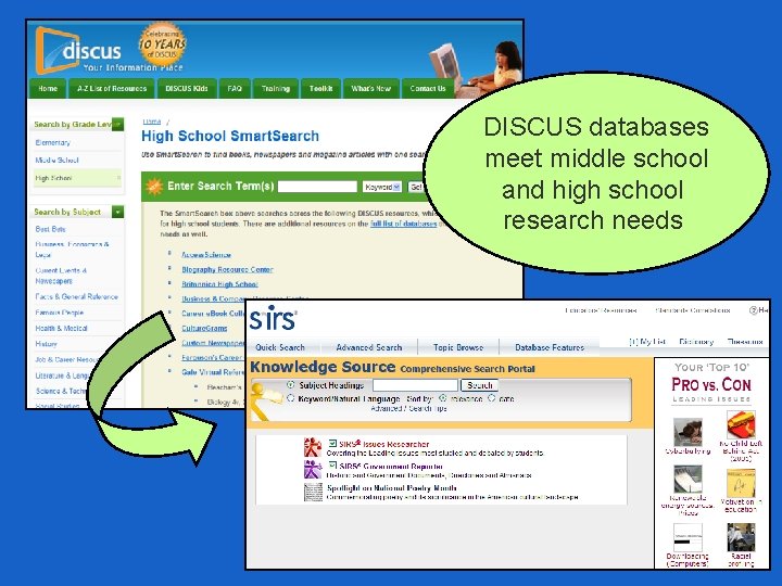 DISCUS databases meet middle school and high school research needs 