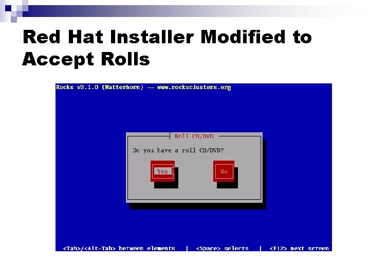 Red Hat Installer Modified to Accept Rolls 