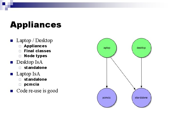 Appliances n Laptop / Desktop Appliances ¨ Final classes ¨ Node types ¨ n