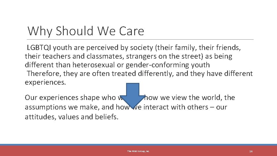 14 Why Should We Care LGBTQI youth are perceived by society (their family, their