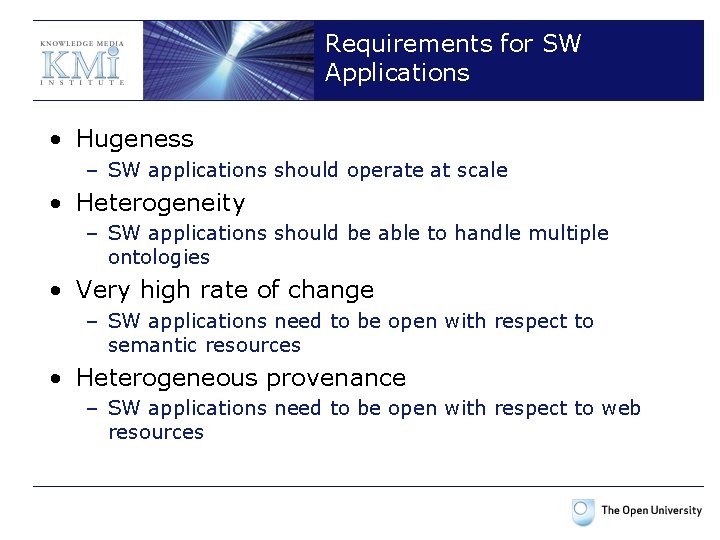 Requirements for SW Applications • Hugeness – SW applications should operate at scale •