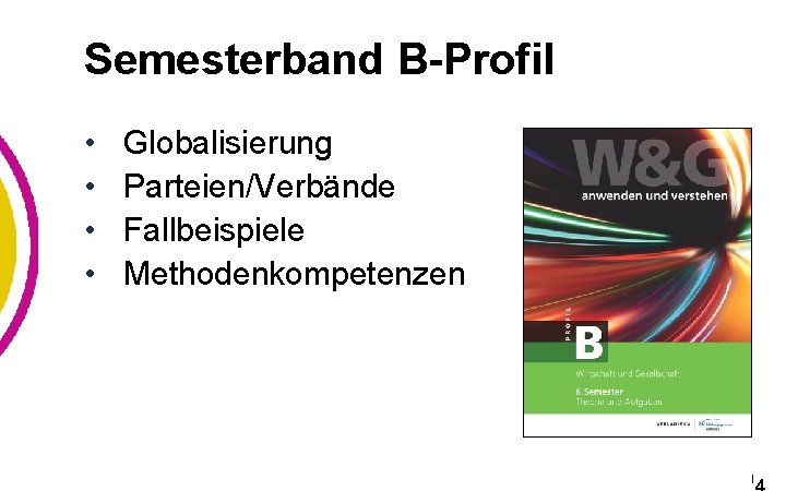 Semesterband B-Profil • • Globalisierung Parteien/Verbände Fallbeispiele Methodenkompetenzen | 