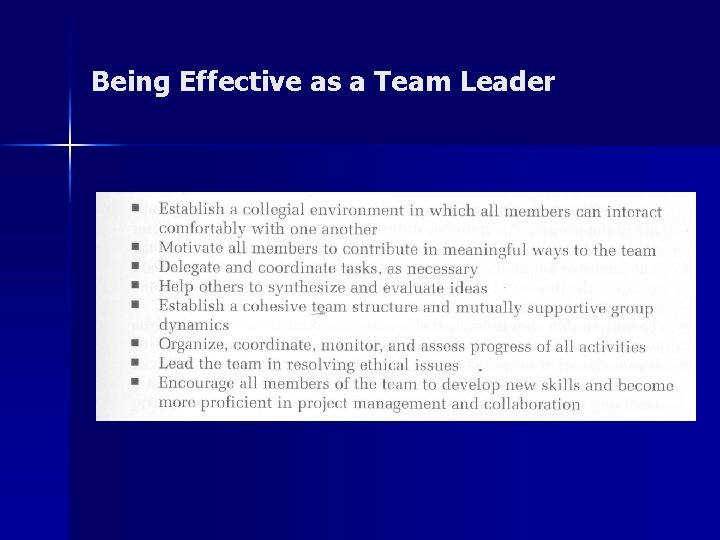 Being Effective as a Team Leader Being Effective as a Team Leader