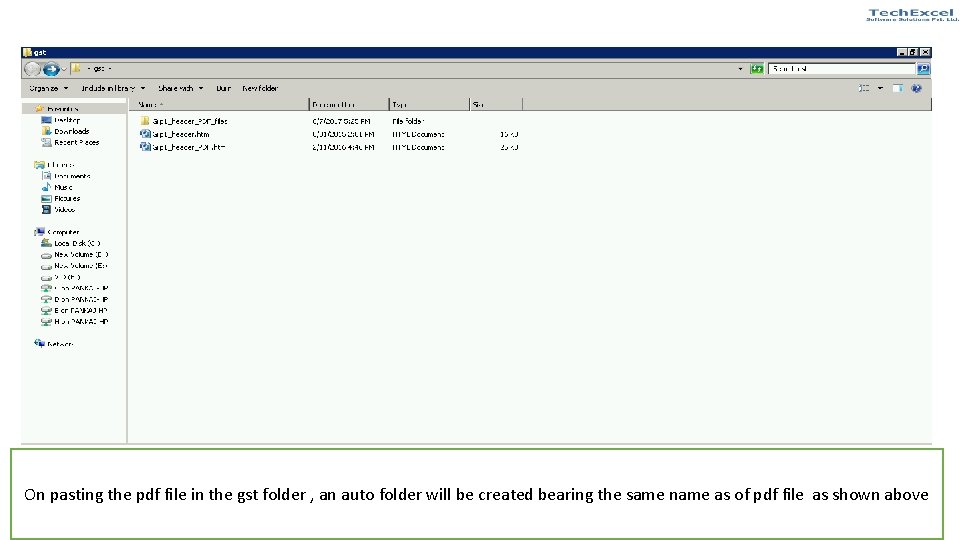 On pasting the pdf file in the gst folder , an auto folder will