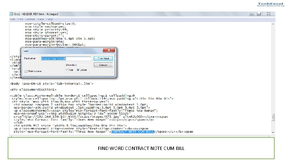 FIND WORD CONTRACT NOTE CUM BILL 