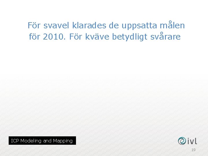 För svavel klarades de uppsatta målen för 2010. För kväve betydligt svårare ICP Modeling
