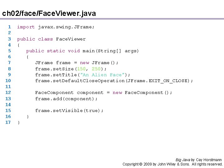 ch 02/face/Face. Viewer. java 1 2 3 4 5 6 7 8 9 10