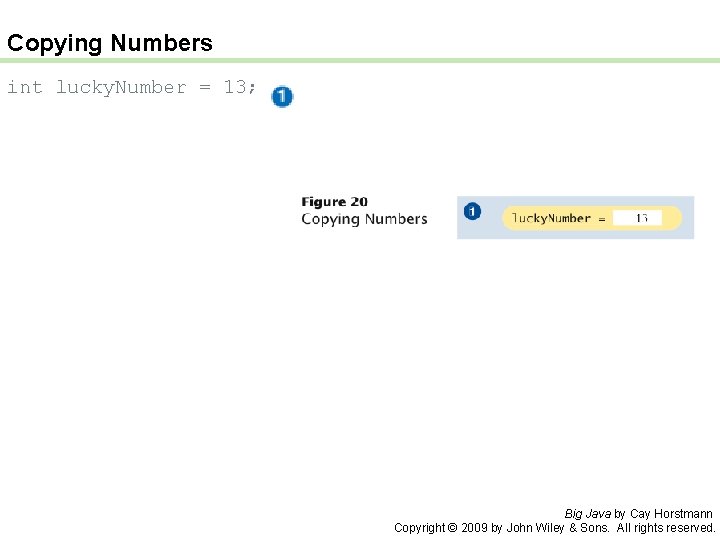 Copying Numbers int lucky. Number = 13; Big Java by Cay Horstmann Copyright ©