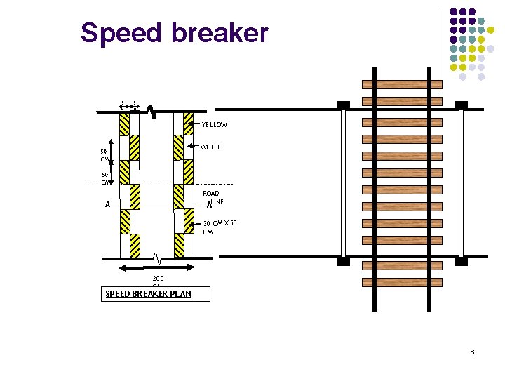 Speed breaker 3 0 C M YELLOW WHITE 50 CM ROAD C/LINE A A