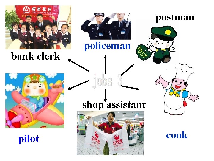 postman bank clerk policeman shop assistant pilot cook 