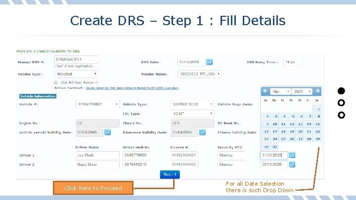 Create DRS – Step 1 : Fill Details Click here to Proceed For all